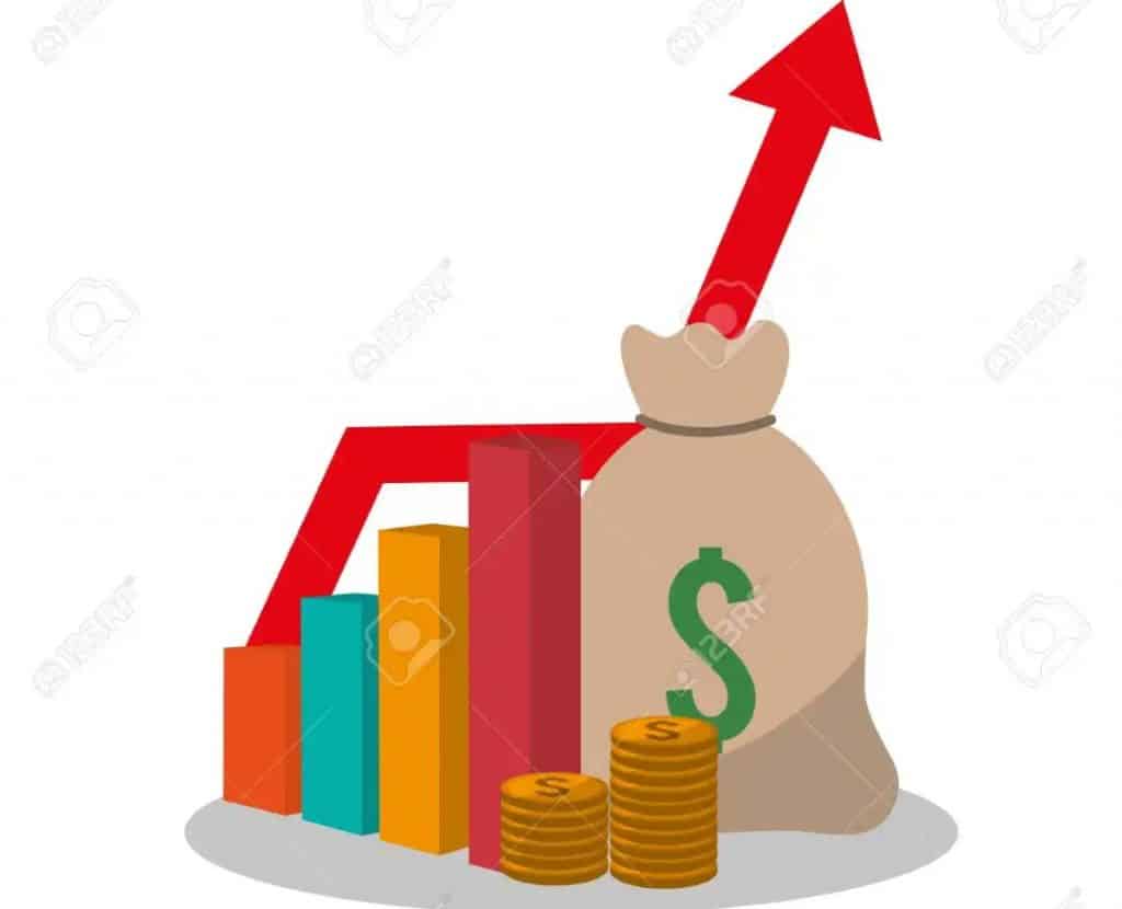 105899742 bag and infographic icon profit money commerce and economy theme isolated design vector illustration 1589434206685