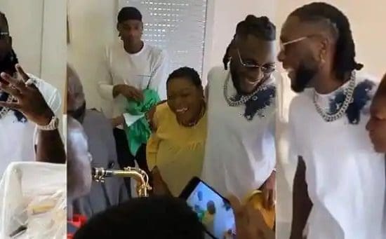 emotional moment Burna Boy's mother surprised him on his birthday