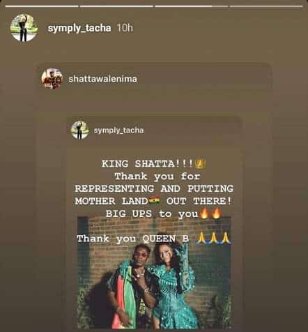 Tacha congratulates Shatta Wale on his recent collaboration with Beyonce