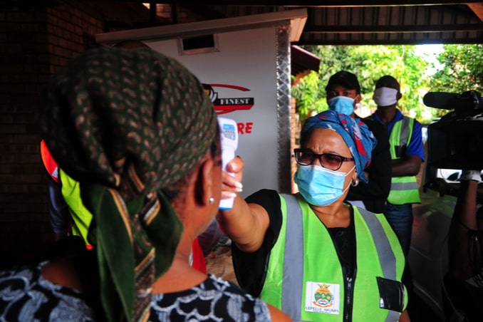 Community Healthcare Workers conduct door to door screening for covid-19 in South Africa
