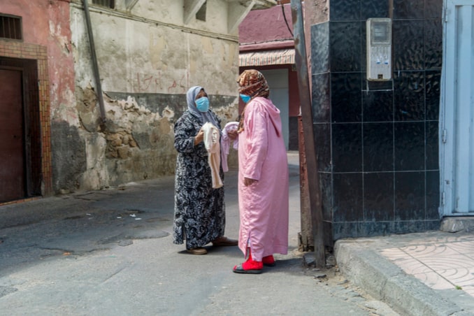 Women chatting near their houses during the state of emergency declare to contain Corona Virus's spread in Morocco