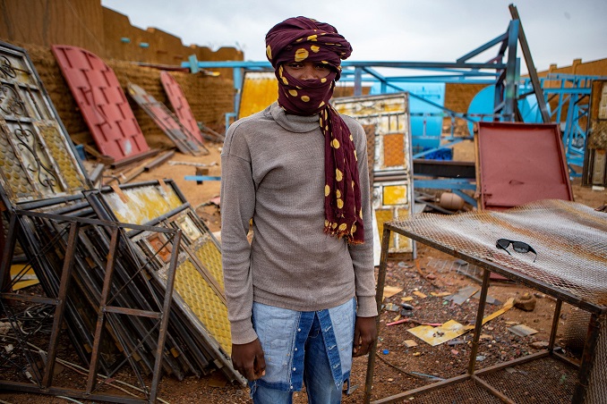 aliou, who was recruited by armed groups in northern mali and spent three years with them until unicef and its partners helped him leave, is pictured at a workshop, in mali