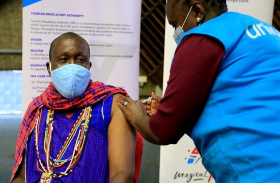 file photo: kenyan tour guide daniel ole kissipan receives the astrazeneca/oxford vaccine under the covax scheme in nairobi
