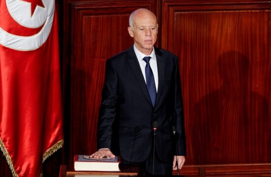 file photo: tunisian president kais saied takes the oath of office in tunis