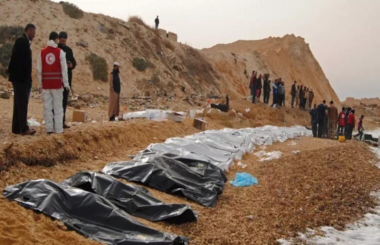 a mass grave in libya with 42 bodies was found.