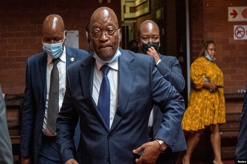 zuma is sent back to jail by a south african court.