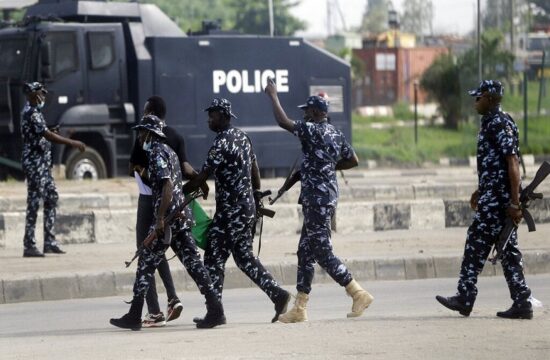 eight police officers are killed by suspected rebels before the nigerian election.