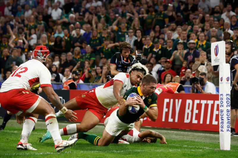 south africa defeats tonga in impressive 49 18 victory at rugby world cup