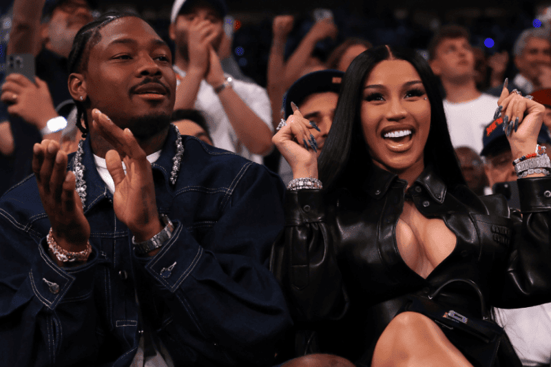 cardi b makes it official seen getting cozy with stefon diggs at knicks game